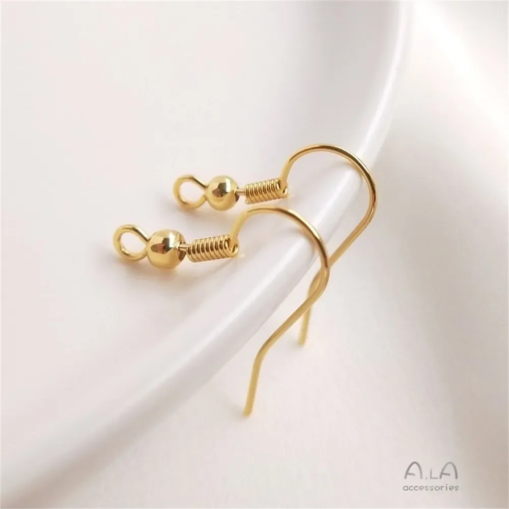 14K حزمة الذهب الحقيقي مدقة أربعة حلقة أقراط مسمار S925 الفضة إبرة اليدوية Diy بها بنفسك الأذن مجوهرات اكسسوارات المواد E001 #4