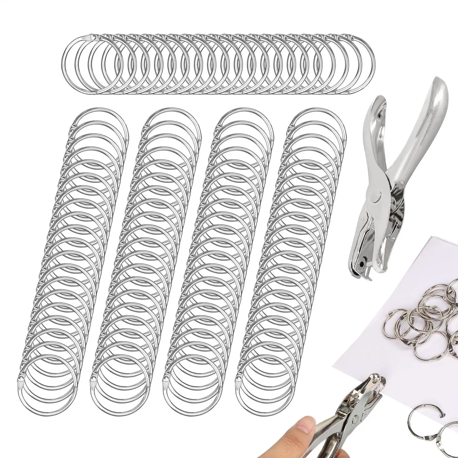 

100 шт., кольца для книг с вкладышами, металлические кольца, переплет, 15 мм, сделай сам, альбомы, кольца для книг с отрывными листами, фотоальбом, бумажные кольца для тетрадей