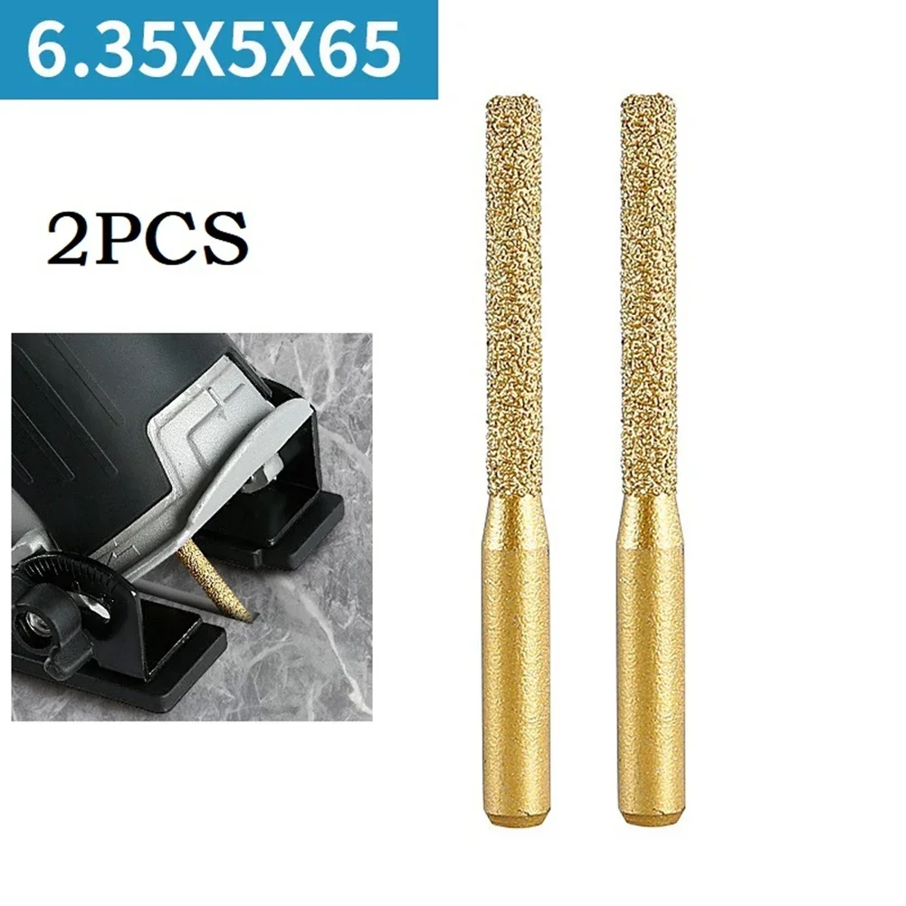 2pcs 6.35mm Brazing Diamond Router Bits Straight Shank Milling Cutter For Quartz Stone Marble Granite Ceramic Tile Carving Tools