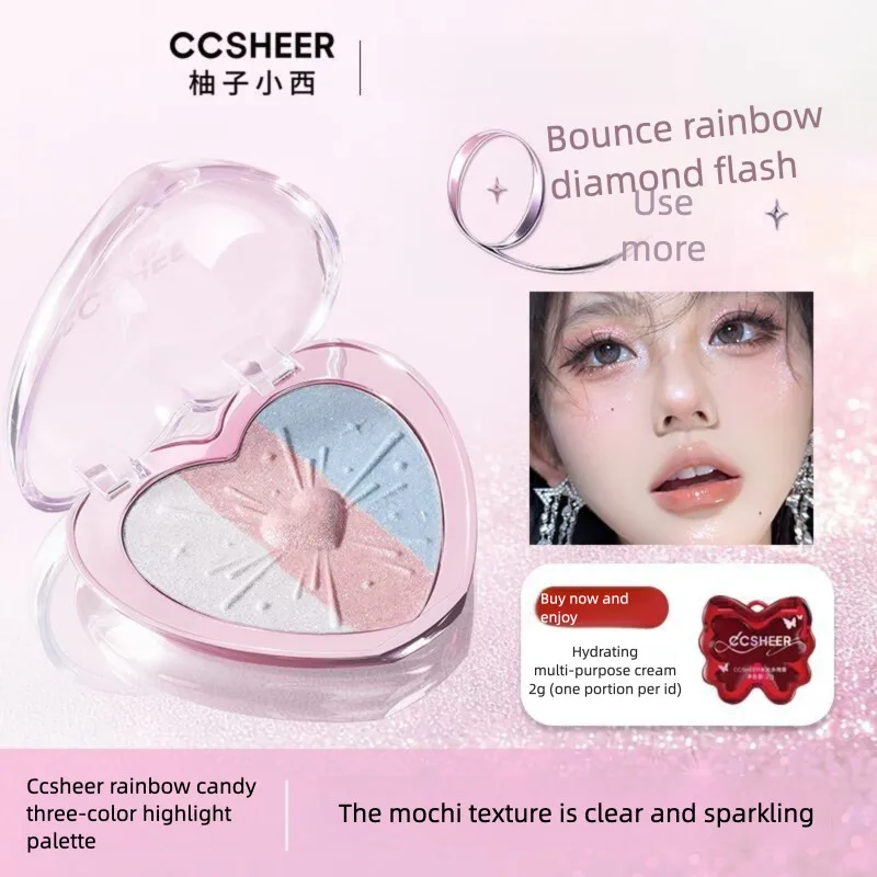 CCSHEER Rainbow Three-color High Disc, Soft And Glutinous Mochi Texture, Brightening And Shining The Face