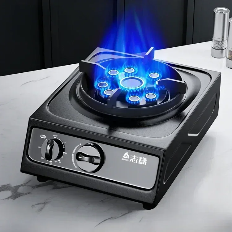 

Chigo gas stove single stove household desktop liquefied gas stove natural gas old stainless steel single eye cooker