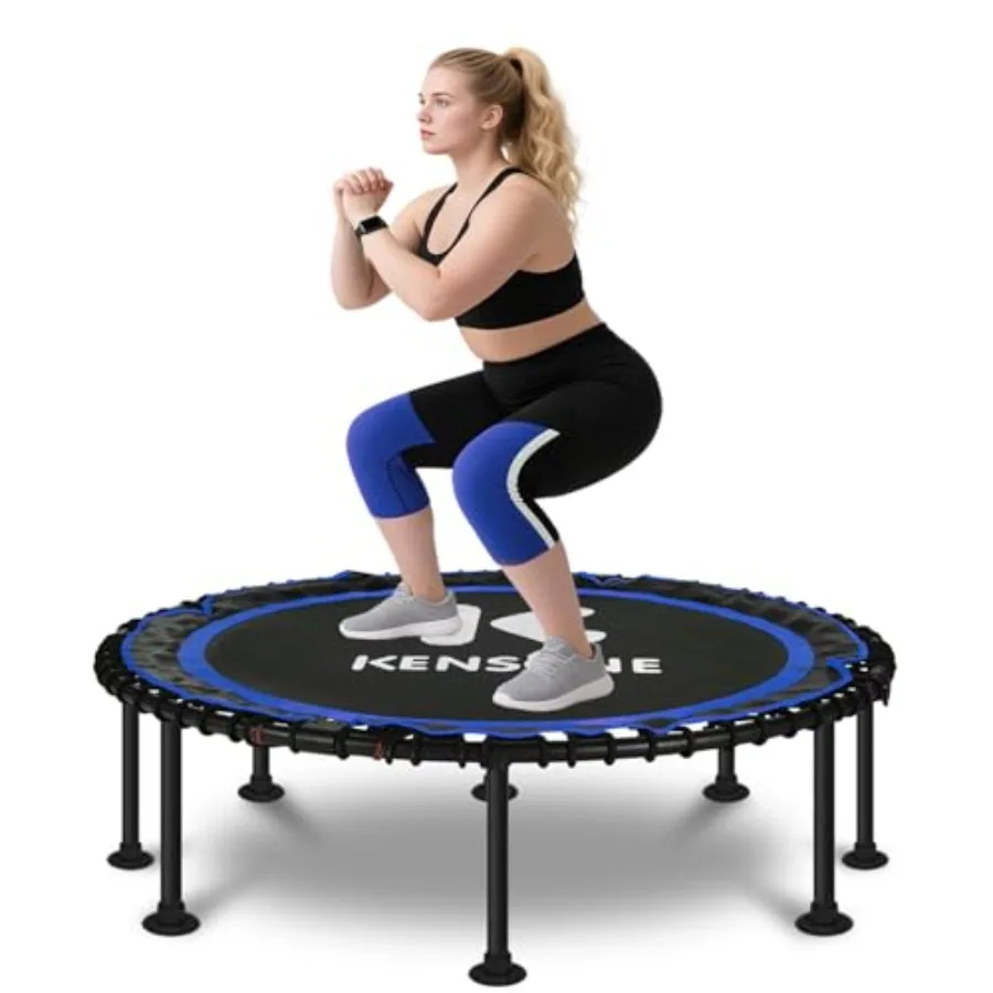 

Складной батут-тренажер 40/48 дюймов для взрослых с банджи-резинками, выдерживающий нагрузку 450/550 фунтов, бесшумный, для дома, мини-батут для фитнеса и тренировок в спортзале