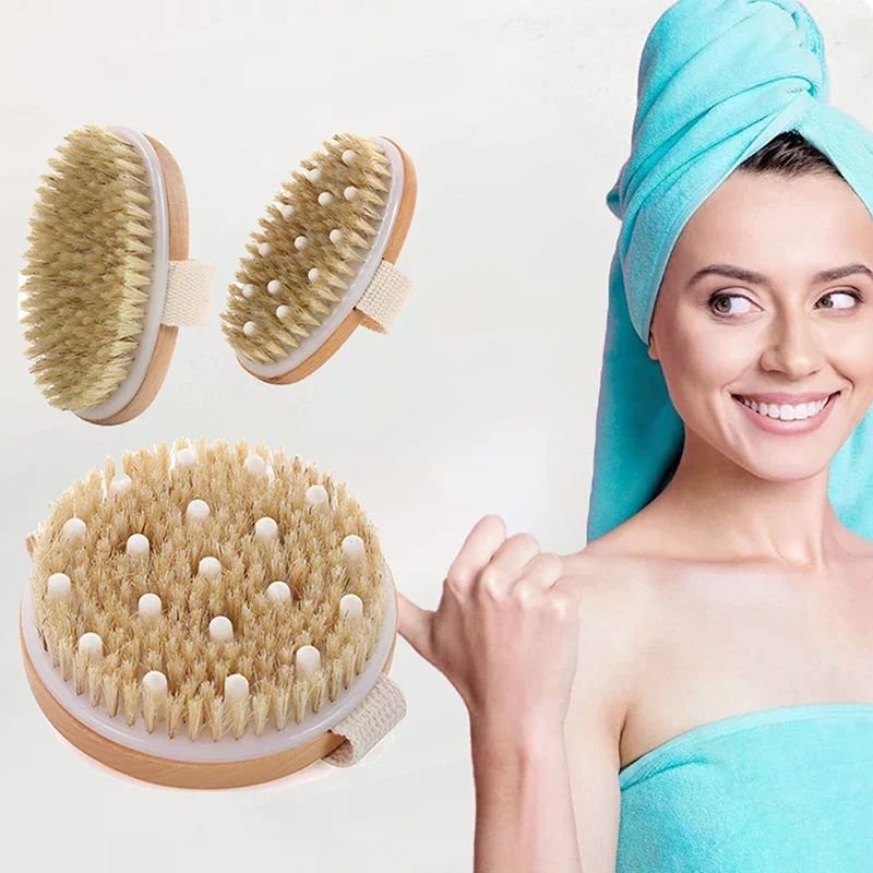 

1pcs Exfoliating Wooden Body Massage Shower Brush Natural Bristle Bath Brush Soft SPA Woman Man Skin Care Wet Dry Body Brush