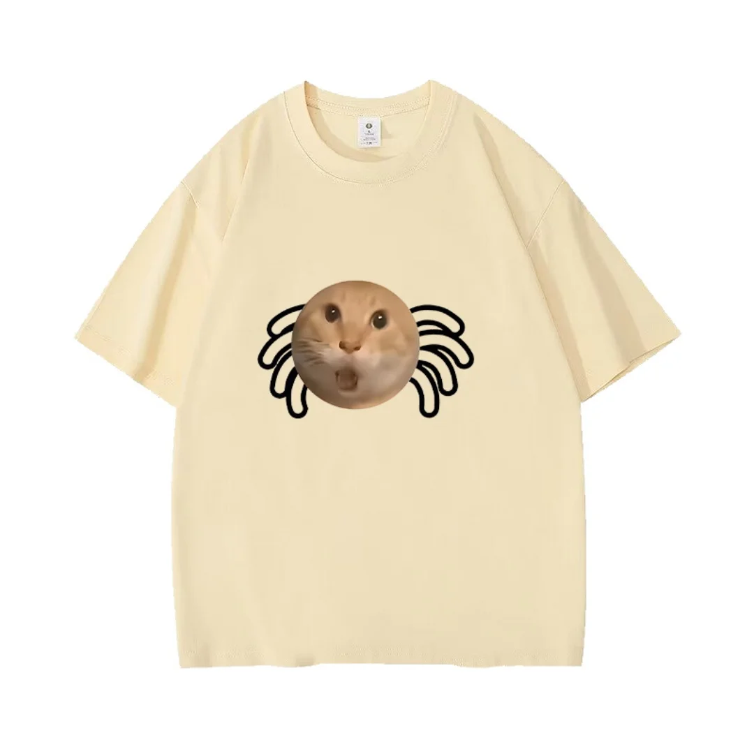 مجردة القط الجرافيك قصيرة الأكمام تي شيرت الصيف موضة الرياضة القطن الخالص تي شيرت رجالي ملابس الأطفال المحملة Y2k امرأة