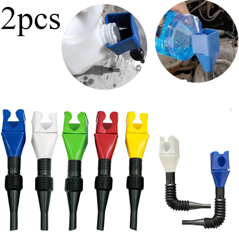 

2pcs Foldable Car Motorcycle Refueling Engine Plastic Oil Funnel Filter Transfer Tool Flexible Funnel Draining Tools Accessories