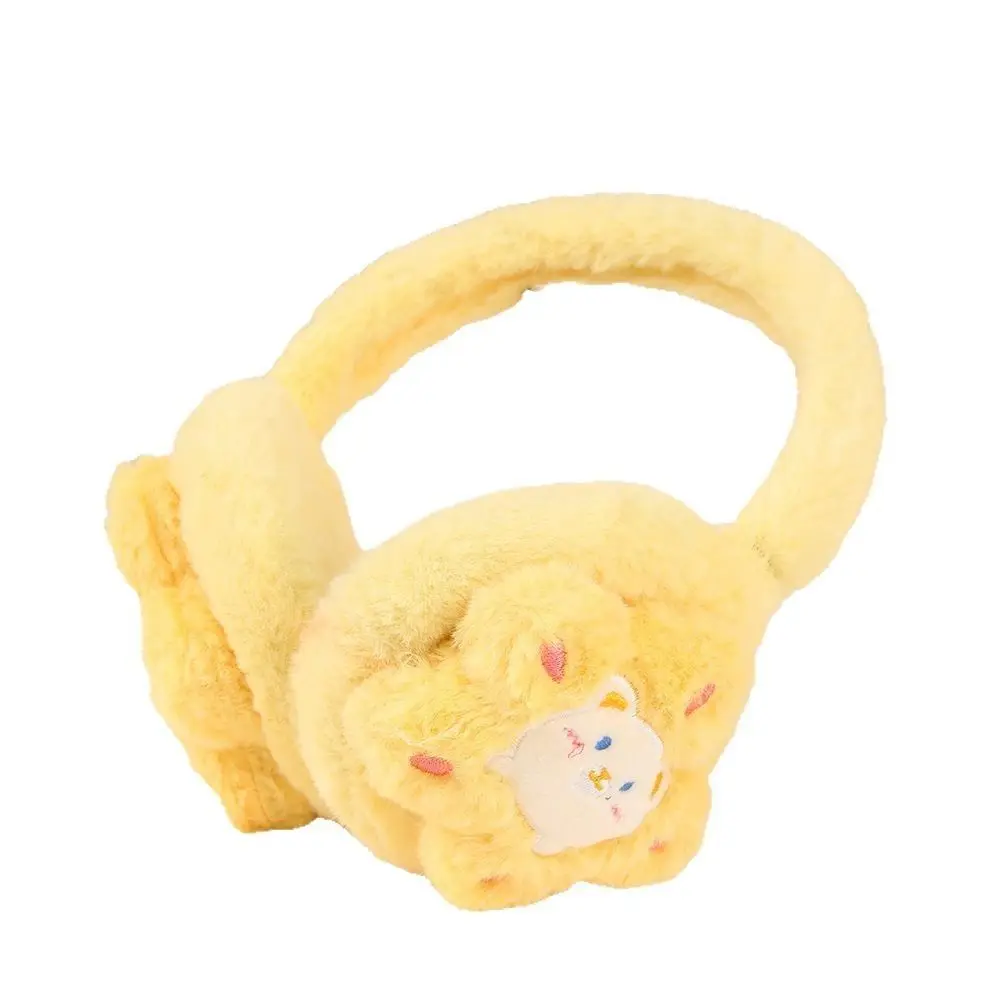 Soft Faux Fur Cartoon Flower Earmuffs Skin-Friendly Thermal Lining Faux Rabbit Fur Ear Warmers Floral Pattern Windproof