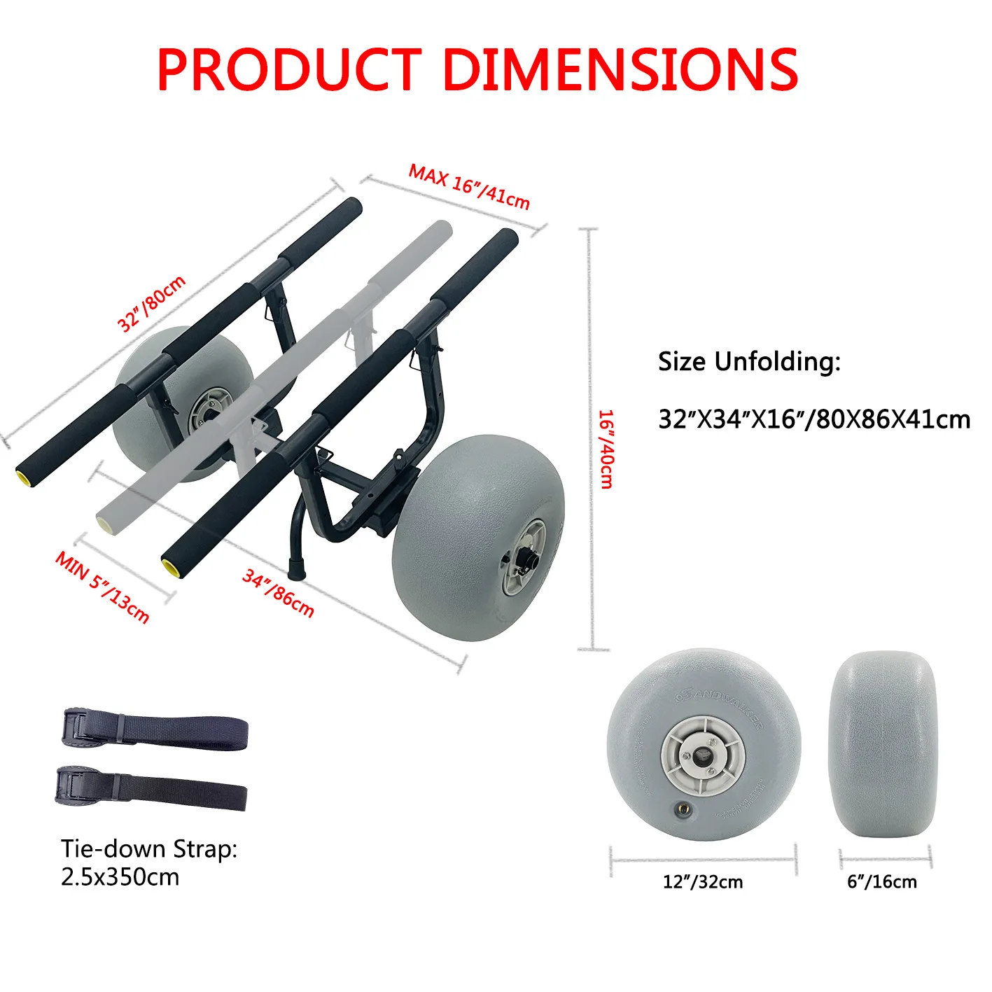 Carro de Kayak, carrito de Kayak de alta resistencia, ruedas de carrito de canoa para tabla de Paddle, Kayaks, transporte SUP, remolque de tabla de surf