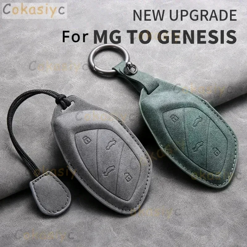 Leather Car Key Case Cover Shell for Roewe RX5 I6 I5 RX3 RX8 ERX5 for MG ZS EV MG6 EZS HS EHS MARVEL X MARVEL R Electric 2021