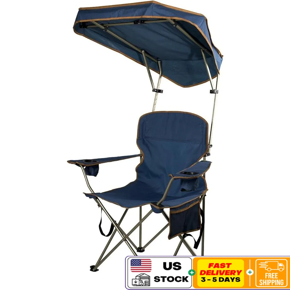 

Folding Canopy Chair UV Sun Protection Adjustable Tilt Outdoor Camp Chair Portable Lightweight Durable Steel Frame