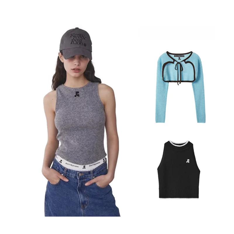 

Женский вязаный жилет Sweet Sle с вышивкой, высоким воротником, из смесового хлопка, для осеннего сезона