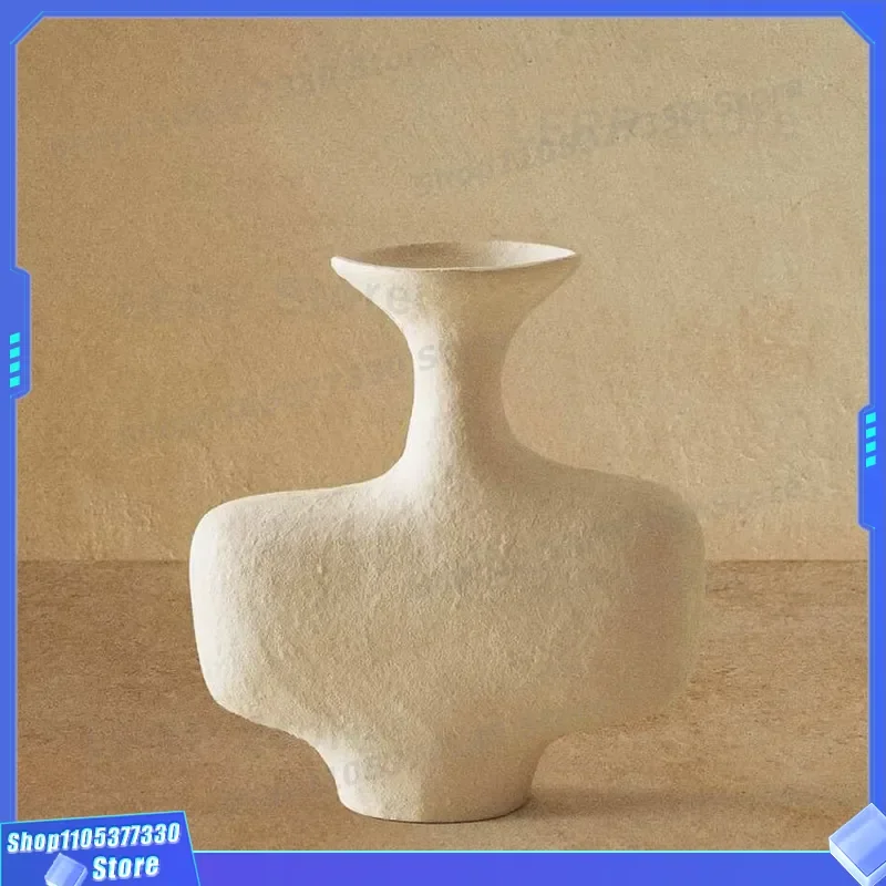 Modern Irregular Wide Body Vase Creative Home Decor Flower Arrangement for Living Room Entrance Bed and Breakfast House Model