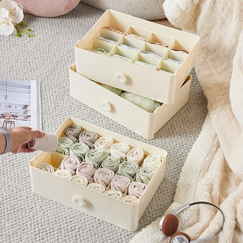 

Ящик для хранения нижнего белья с ящиком для шкафа, штабелируемый органайзер для носков, бюстгальтеров, компактные ящики для хранения одежды, органайзер для гардероба