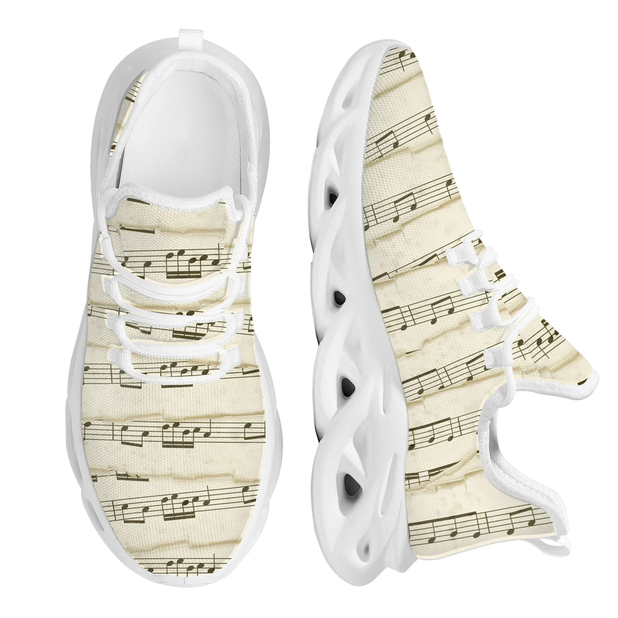 

Fashion Musical Notes Cartoon Pattern Female Flat Shoes Comfort Sport Sneakers for Women Lace up Platform Shoes 2022