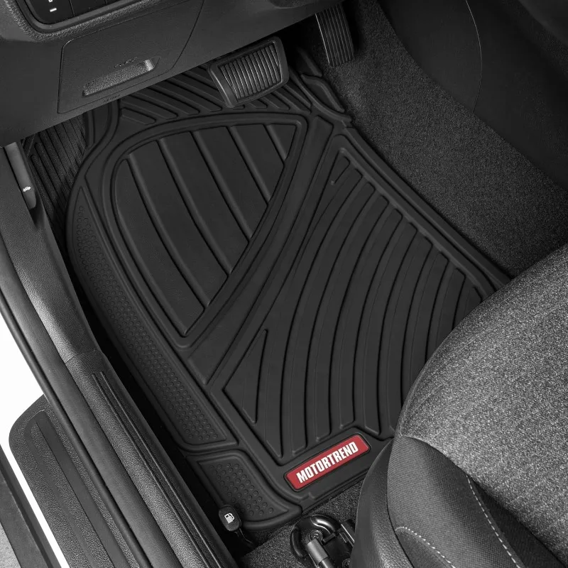 FlexTough Performance All Weather Rubber Car Floor Mats - 3 Piece Floor Mats Automotive Liners for Cars Truck SUV