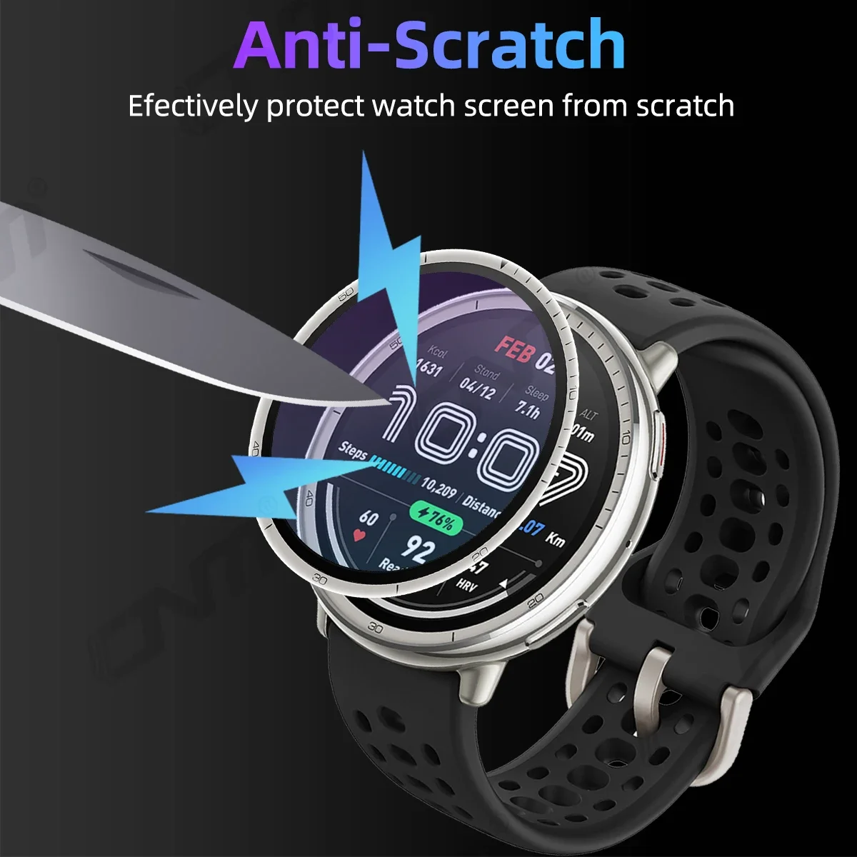 Film Perlindungan 3D untuk Pelindung Layar Amazfit Active 2, Cakupan Penuh 99% HD Kejelasan Antigores Aksesori Bebas Gelembung