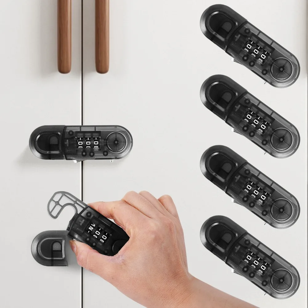 Anti-theft Drawer Password Lock Self-adhesive Multi-function Plastic Cabinet Wardrobe Lock Double Opening Refrigerator Lock