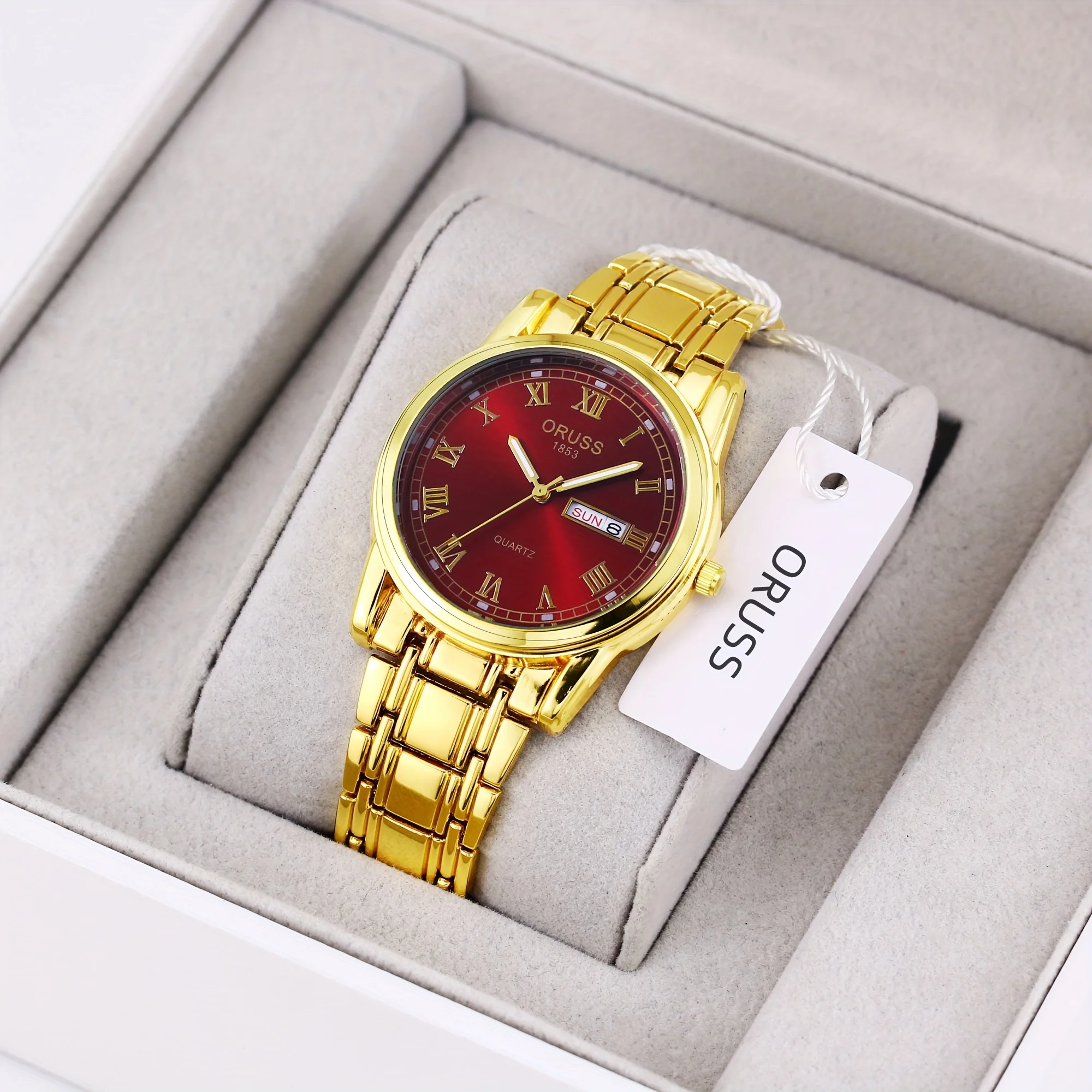 2pcs couple watches A pair of retro Chinese red Qixi Festival men's watch High-grade style women's watch durable gorgeous women'