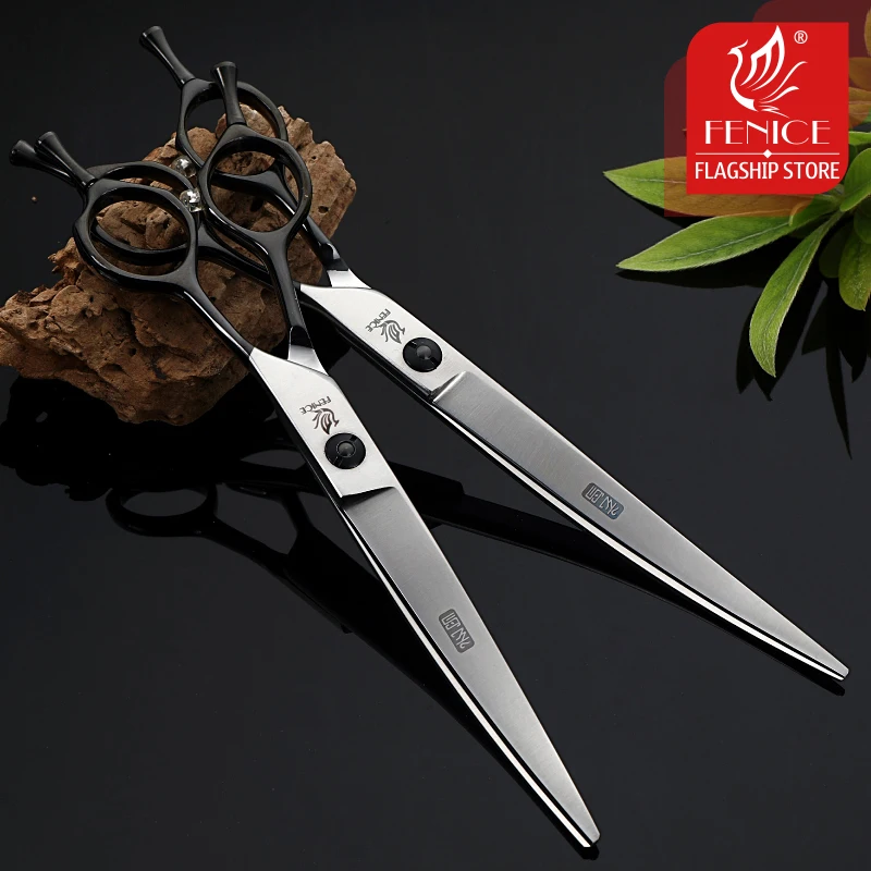 Fenice 7.0/7.5inch Dog Grooming Kit Curved Thinning Scissors Set Professional Pet Dog Trimming Scissor