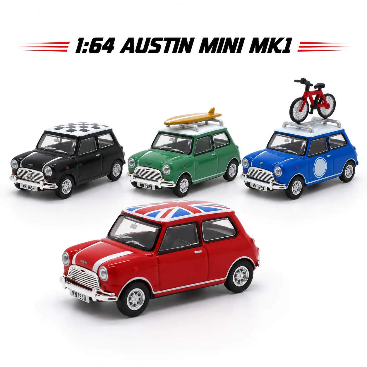 1/64 Austin MINI Cooper MK1 Classical Toy Car 1:64 Vehicle Miniature Model Free Wheels Diecast Zinc Alloy Metal Collection Gift