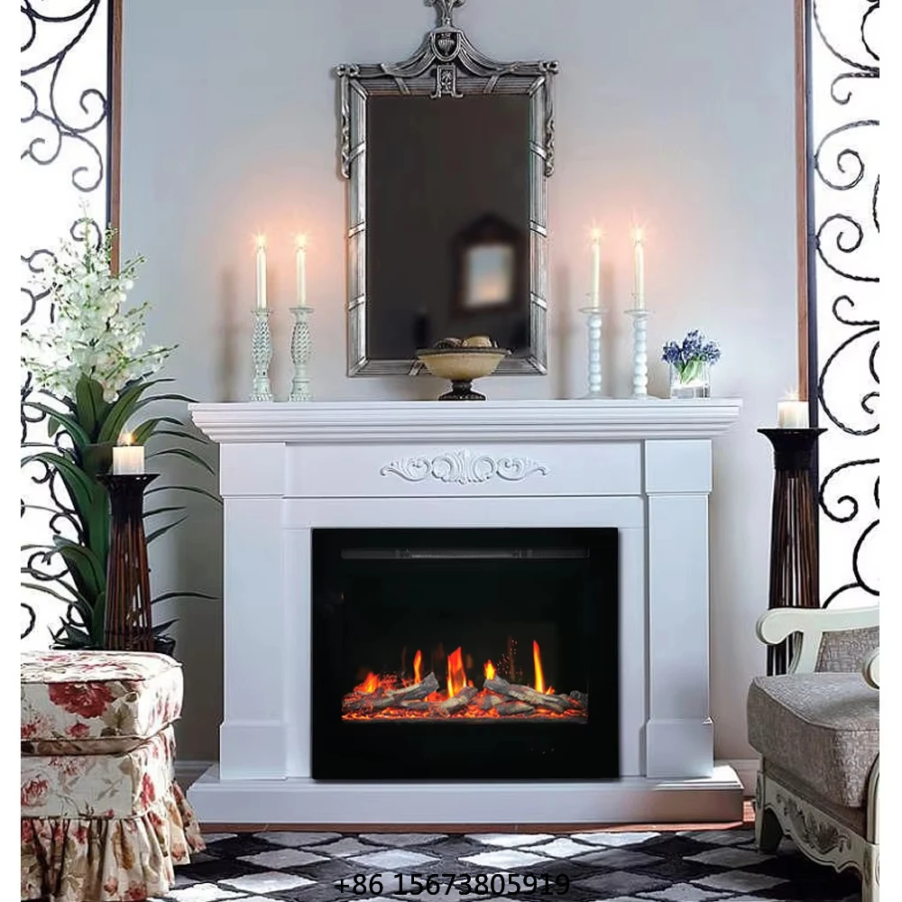 New LCD Electric Fireplace Insert Hot Sale Indoor  Screen LED Light Real Flame Effect Modern For Hotels