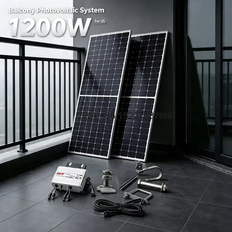 Wmwmnu Compact 1200W Plug and Play Balcony Solar Power System with WiFi Micro Inverter for Home Daily Energy Saving High