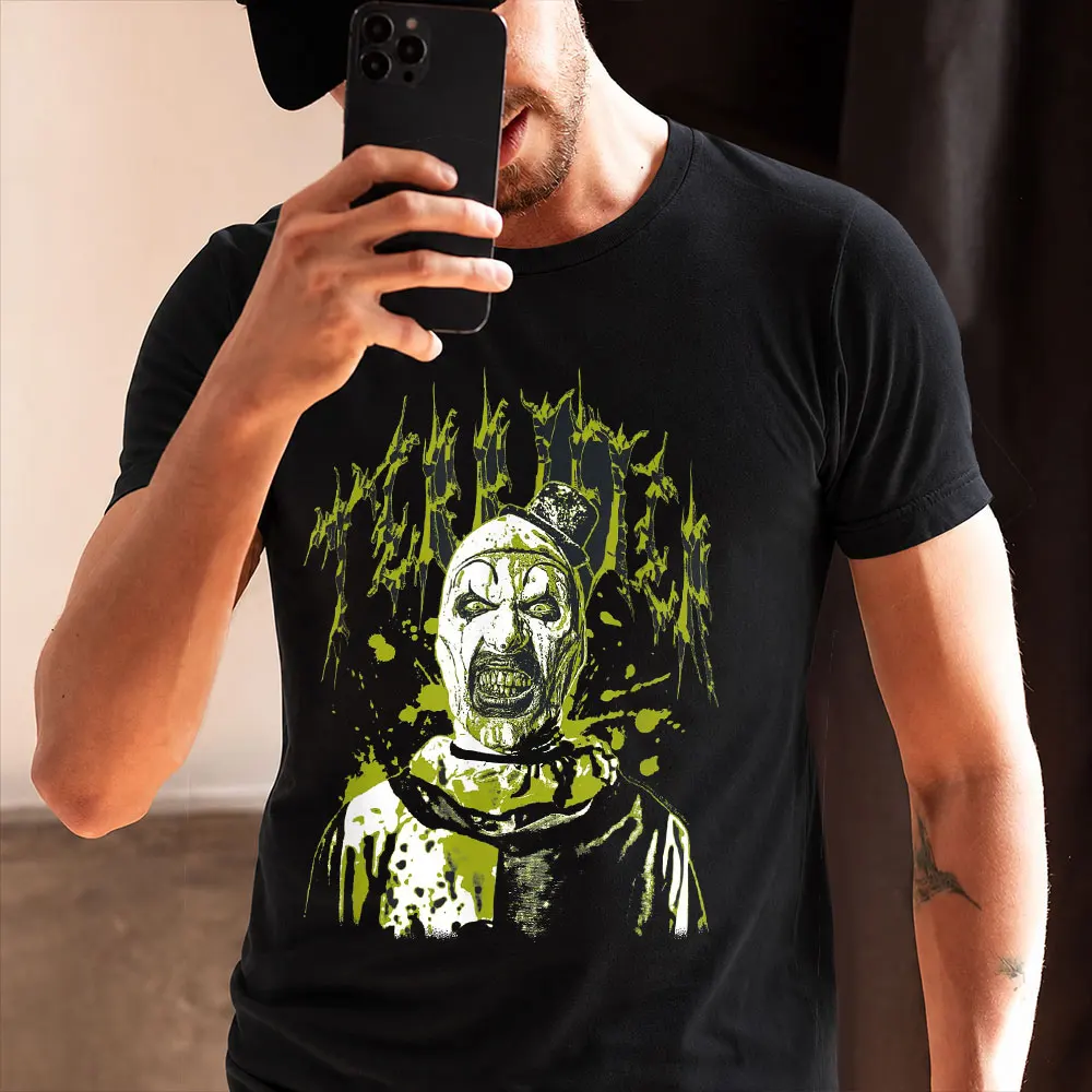 Green Splatter Retro Horror Movie Terrifier Art The Clown Killer Scary Halloween Gift T Shirt Short Sleeve Graphic clothes S-6XL