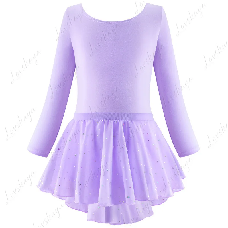 Kinder Tanzanzug Mädchen Ballettkleid Pailletten Mädchen Langarm Übungsanzug
