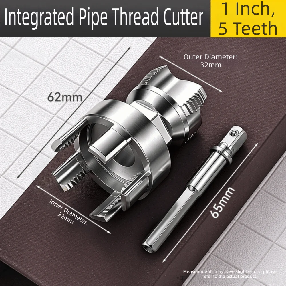 1/2 inch and 3/4 inch Pipe Threading Tool 5 Tooth Quick Threading Pipe Thread Cutter Hex Shank Internal External Threader