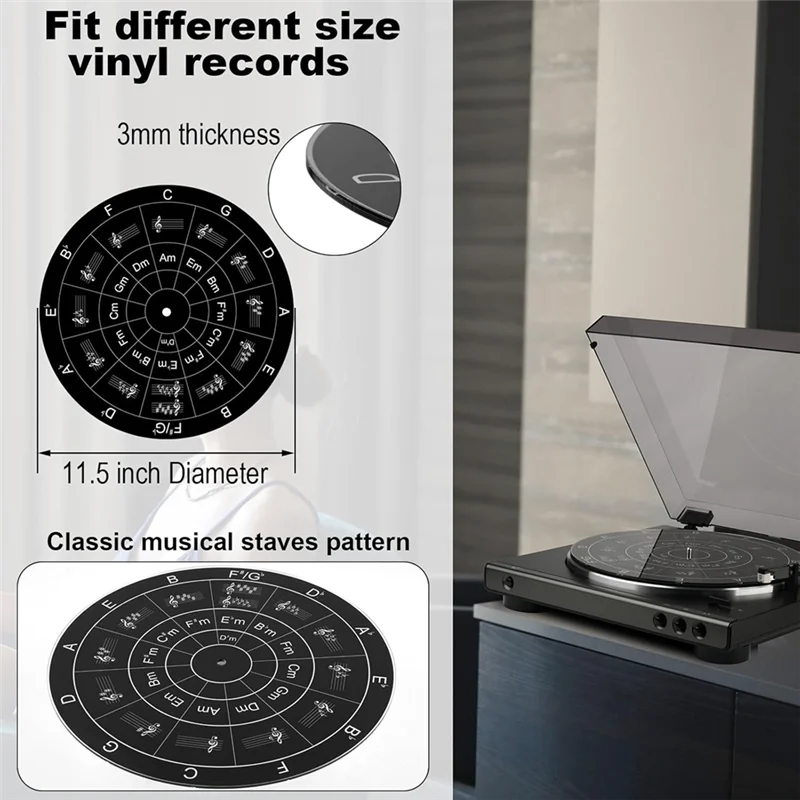 ABJA-Turntable Pads Podkładki antypoślizgowe do 12-calowych gramofonów winylowych Podkładki antypoślizgowe winylowe, podkładki pod gramofony Podkładki pod gramofony