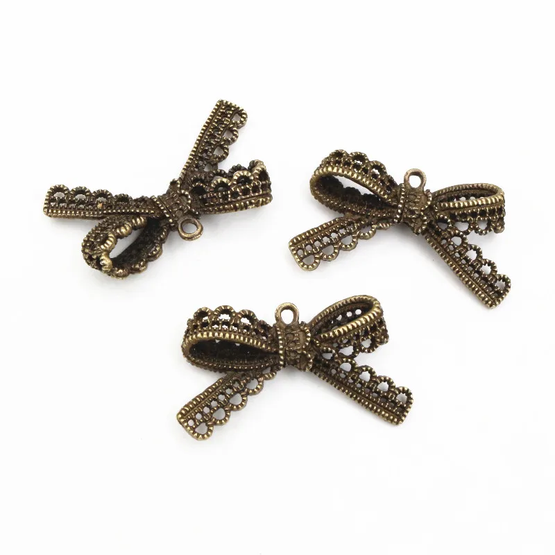 4pcs 44x23mm Antique Bronze Plated Bow Tie Handmade Charms Pendant:DIY for bracelet necklace