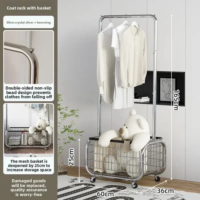 Multi-functional Household GoodsHanger Floor To Ceiling Bedroom Drying Hanger Mobile Light Luxury Corner Coat Rack Clothes Rack