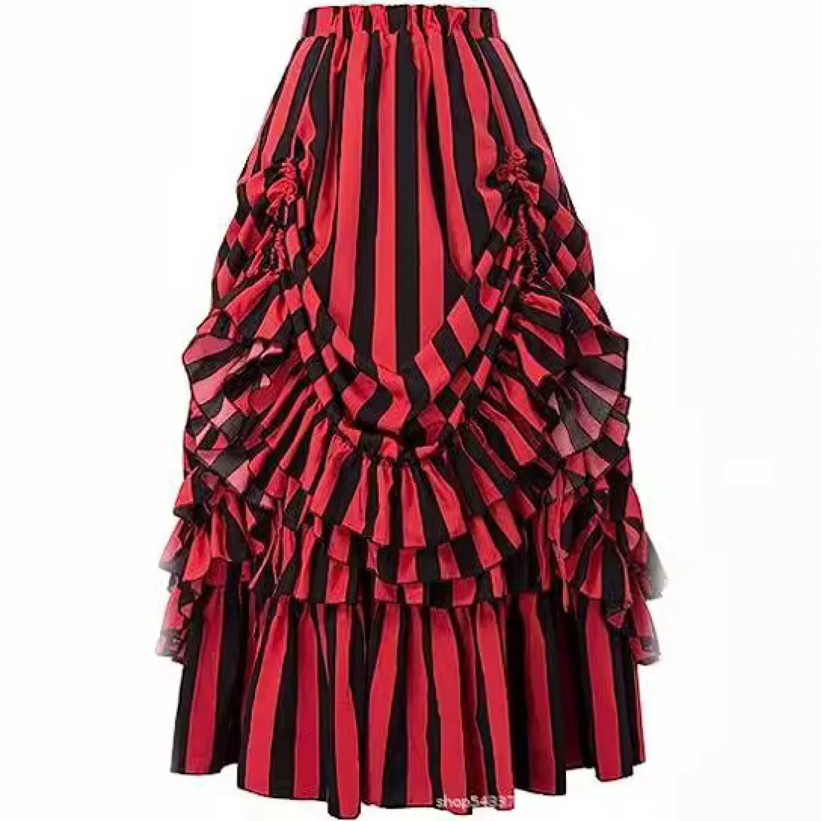 

Vintage Steampunk Dress Cosplay Victorian Medieval Ruffled Trim Gothic Skirts Women Skirt Pirate Costumes Halloween Party Outfit