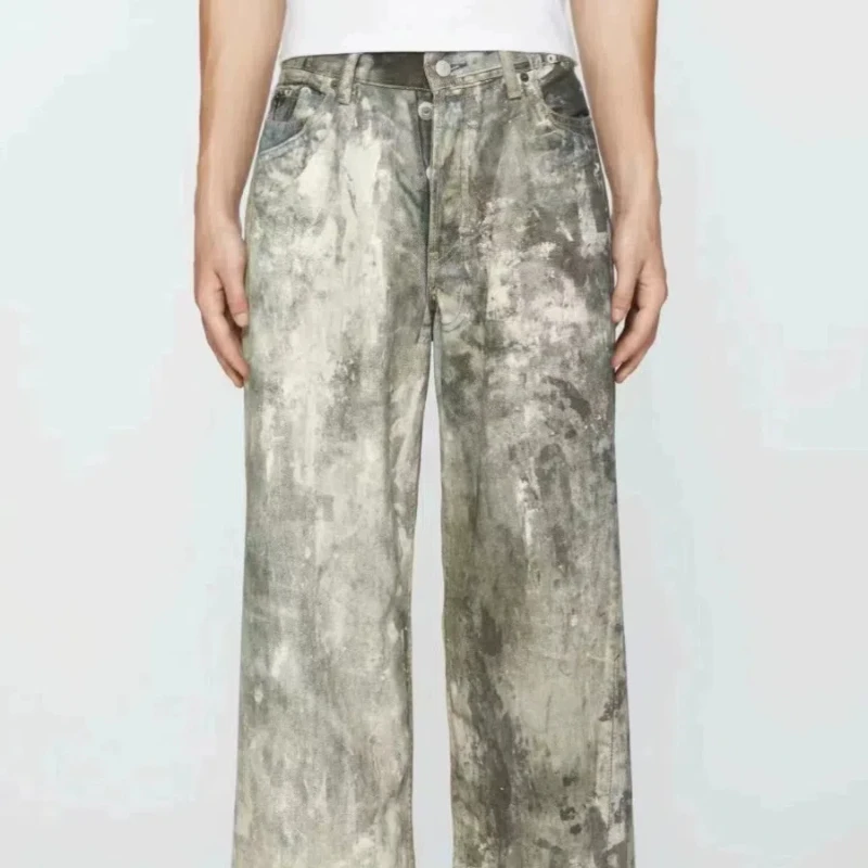 High Street New Printed Camouflage Pants High Quality Casual Pant Distressed Loose Wide Leg Pants Men Women Trousers