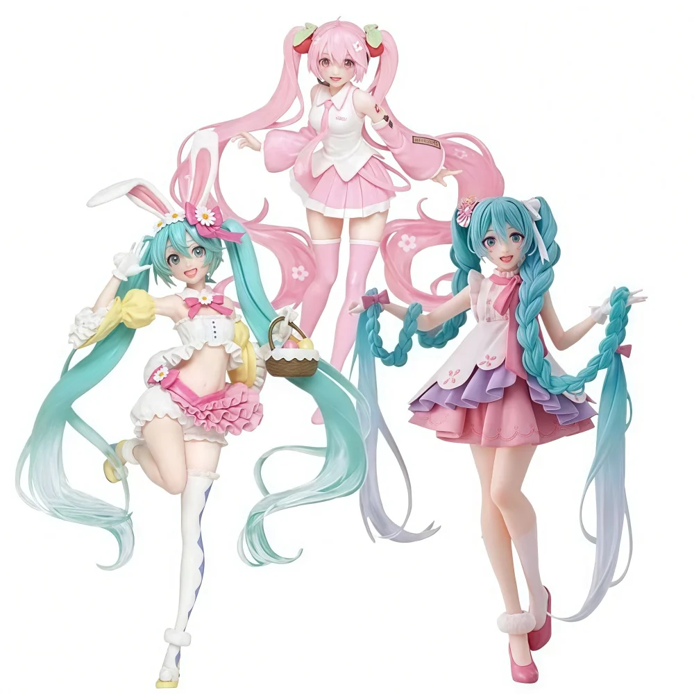 New Anime Hatsune Miku Action Figure Kawaii Collection Model Pink Sakura Kawaiii Doll Collectible Toys Cake Decor