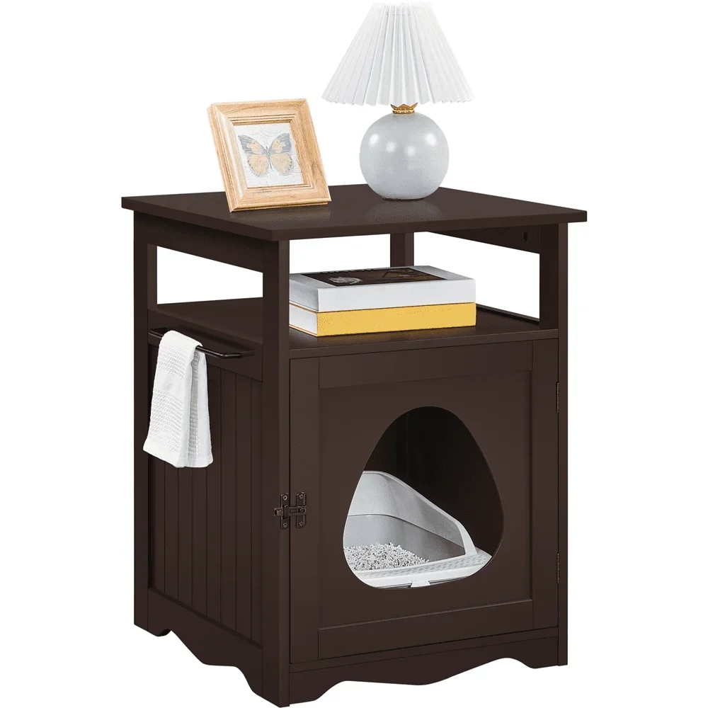 

25.5''H Pet Litter Box Wood End Table for Living Room, Espresso