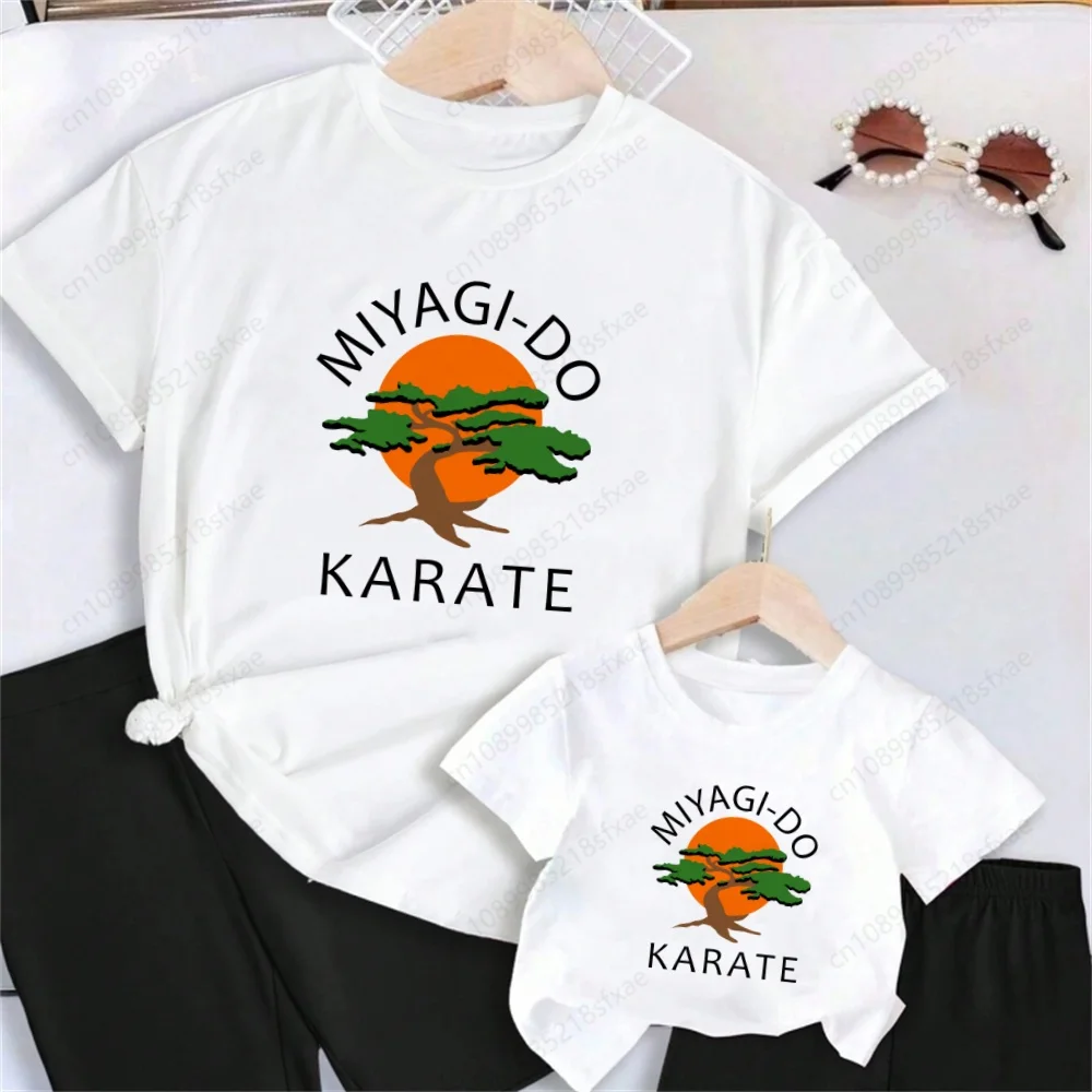 Cobra Kai Print Kids T Shirt Funny Kawaii Cartoon Girl Top Harajuku White Round Neck Short Sleeves Boys Tshirt New Arrival