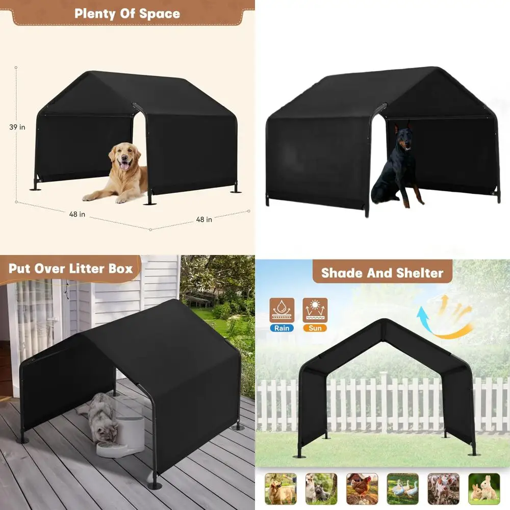 

Outdoor 4x4x3' Dog Shade Shelter for Medium to Large Dogs, Waterproof Pet House for Cats, Pigs, and Livestock with Ground Stakes