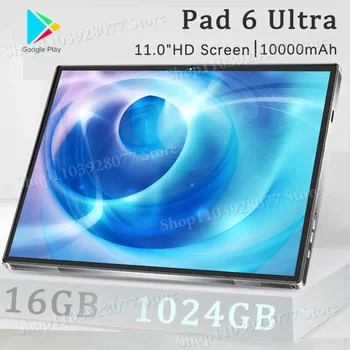 2024 NEW Original Pad 6 ultra Tablet Android 13 16GB 1T 11 Inch 10000mAh 5G Dual SIM Phone Call GPS Bluetooth WiFi WPS Tablet