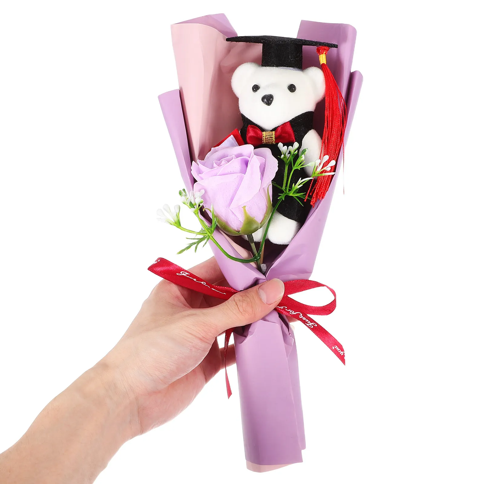 

Graduation Bear Flower Bouquet Mini Cute Bear in Graduation Outfit Preserved Roses Class of 2025 Party Decoration Photo Props