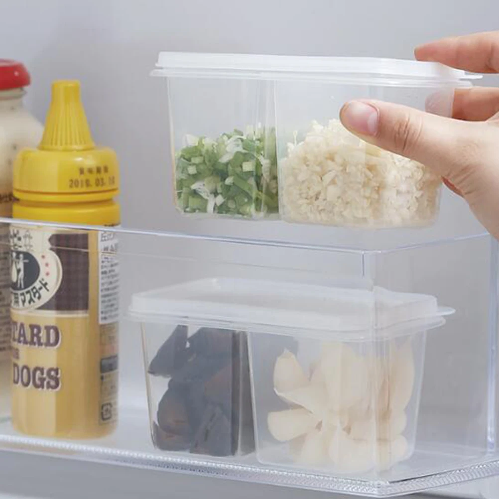 

8 pcs Onion Ginger Garlic Storage Box Double Grids Kitchen Organizer Containers Crisper Fruit Sauce Household Tools