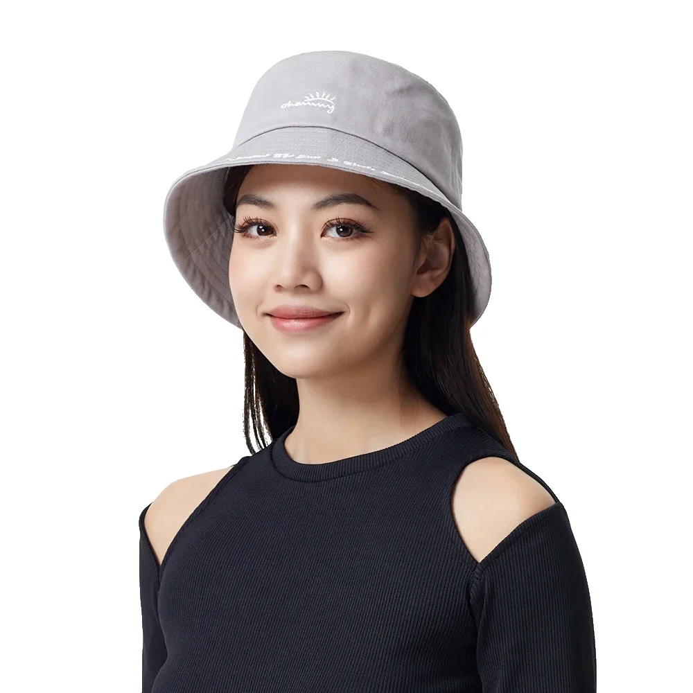 US Stock OhSunny Bucket Hats for Women Fashion Anti-UV Solid Color Breathable Washable Beach Panama Caps Sunscreen Fisherman Hat