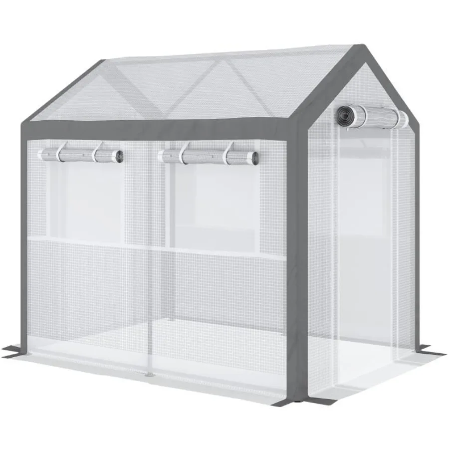 

8' L x 6' W x 7' H Outdoor WalkIn Tunnel Greenhouse with Rollup Windows; 2 Zippered Doors; Weather Cover