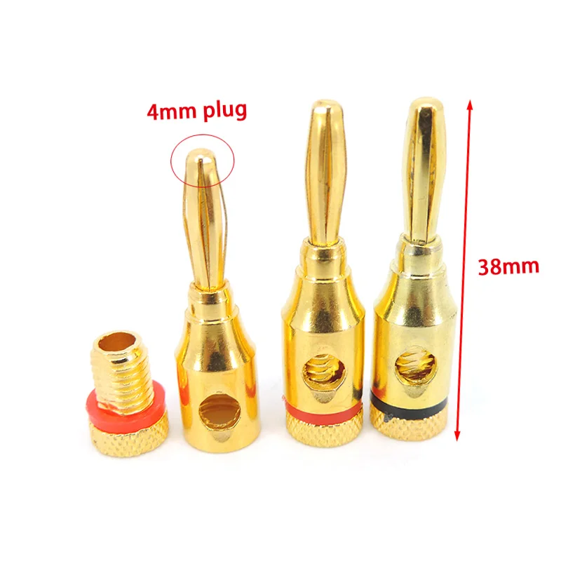 Gold Plated Musical Audio Speaker 4mm Banana Plugs Open Screw Type Connector for Speaker Wire Home Theater M20