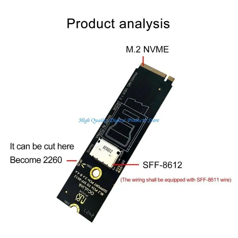 

U2JE M.2 PCIe to SFF 8612 Adapter Card Fast Speed for NVMe Solid Disk Support SFF8611