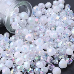100pcs/Lot AB Color 6 8 10mm Rondelle Faceted Acrylic Beads for Jewelry Making Loose Spacer Beads DIY Bracelet Necklace Wholesal