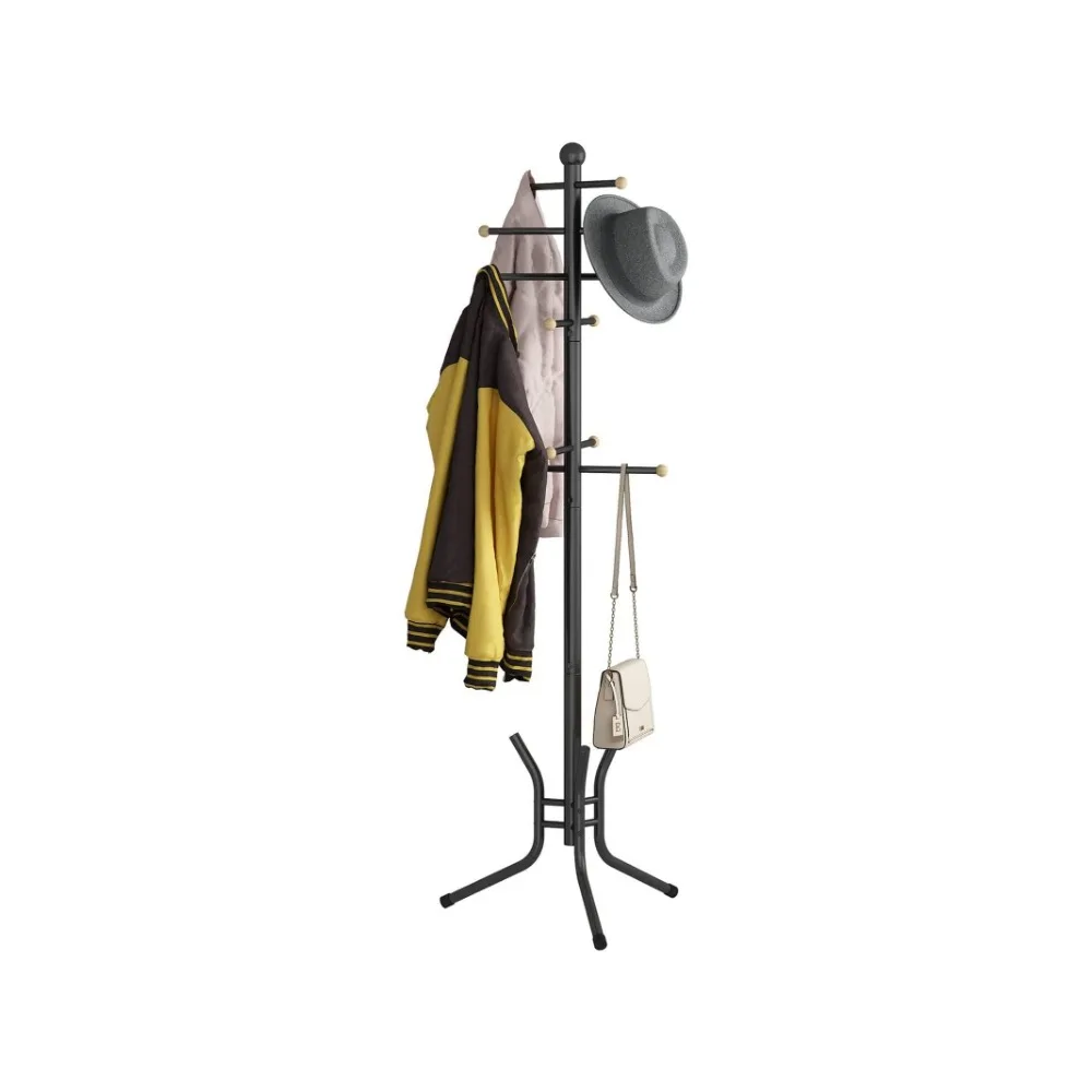 Coat Rack Freestanding, 12 Hooks Coat Tree Used In The Bedroom Living Room Can Be Hang Clothes, Hats, Bags, Black