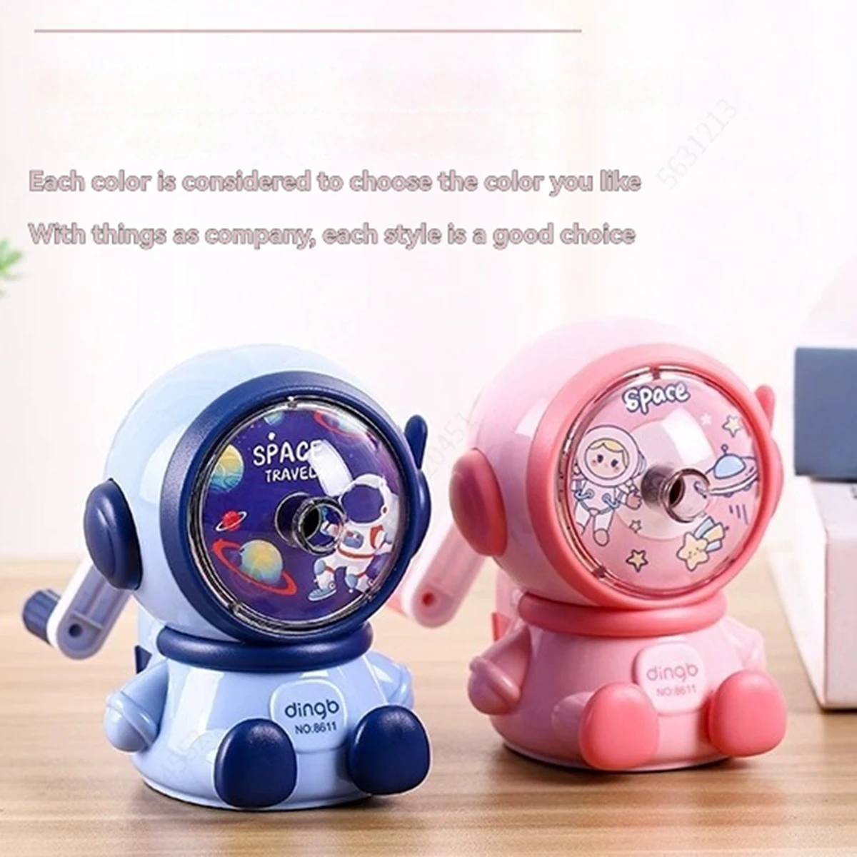 Kawaii Cartoon Space Astronaut Office Manual Pencil Sharpener, Adjustable Point, for Colored Pencils, Kids, Students,Office
