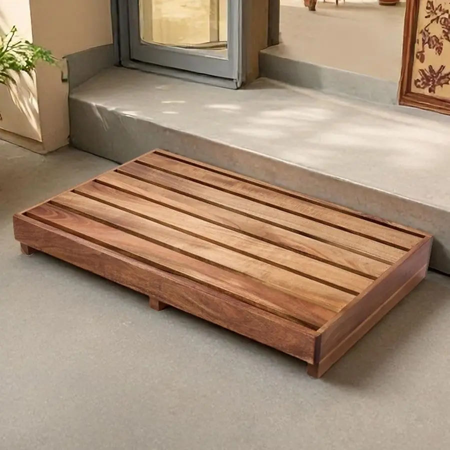 

Wood Step Platform 25 L x 16 W x 3.8 H, No Assembly Required, Outdoor Steps with NonSkip Pads for Seniors, Wooden One Step Stool