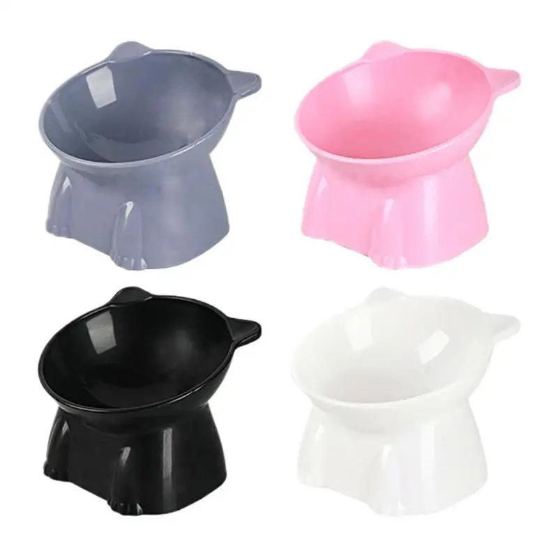 Elevated Cat Food Bowl Tilted Food Dish For Indoor Cats Non-slip Pet Food Bowls Tall Cat Feeding Bowls For Prevent Neck Fatigue