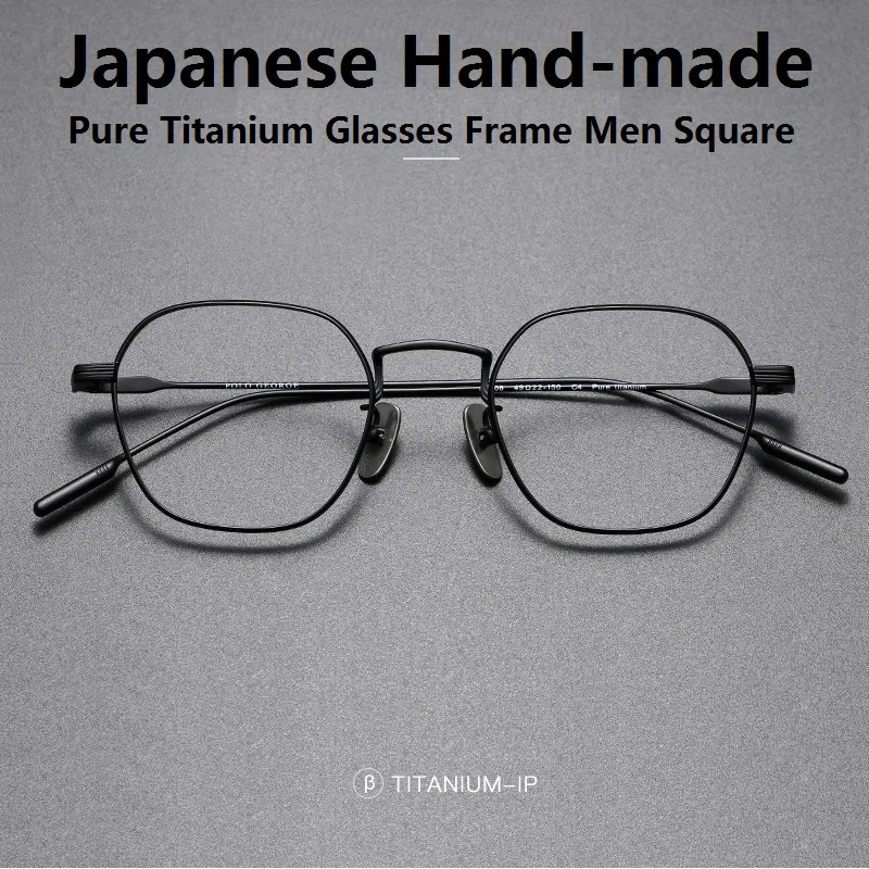 Pure Titanium Glasses Frame Men Japanese Handmade Square Polygon Prescription Eyeglasses Women Myopia Reading Eyewear 2023 New